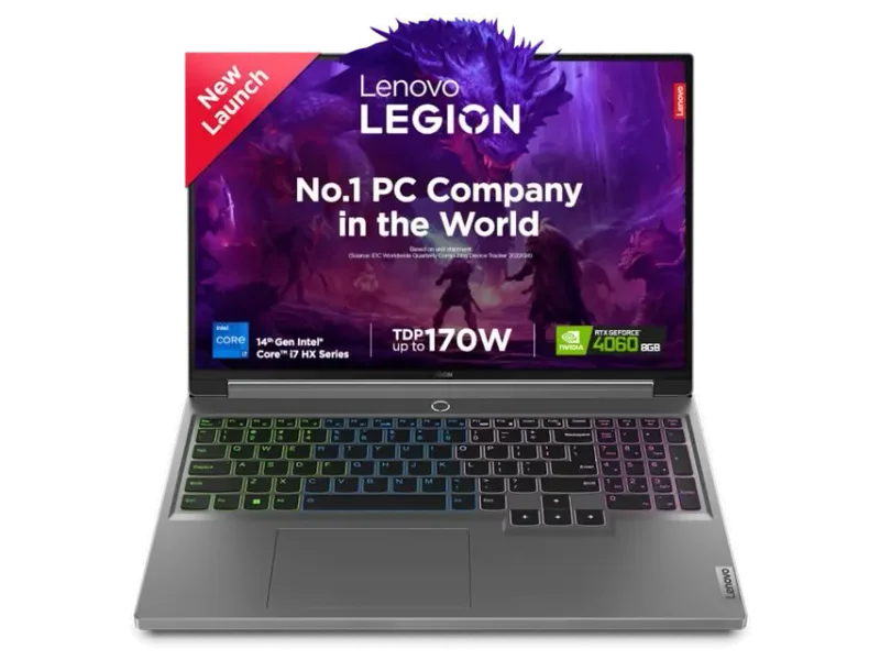 LENOVO LEGION 5 INTEL CORE I7 14TH GEN 14650HX - (16 GB/1 TB SSD/WINDOWS 11 HOME/8 GB GRAPHICS/NVIDIA GEFORCE RTX 4060) 16IRX9 GAMING LAPTOP (16 INCH, LUNA GREY, 2.3 KG, WITH MS OFFICE)