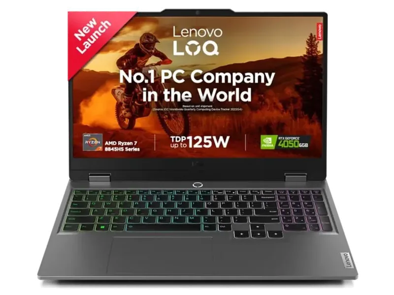 Lenovo LOQ AMD Ryzen 7 Octa Core 8845HS - (16 GB/512 GB SSD/Windows 11 Home/6 GB Graphics/NVIDIA GeForce RTX 4050) 15AHP9 Gaming Laptop (15.6 Inch, Luna Grey, 2.38 KG, With MS Office)