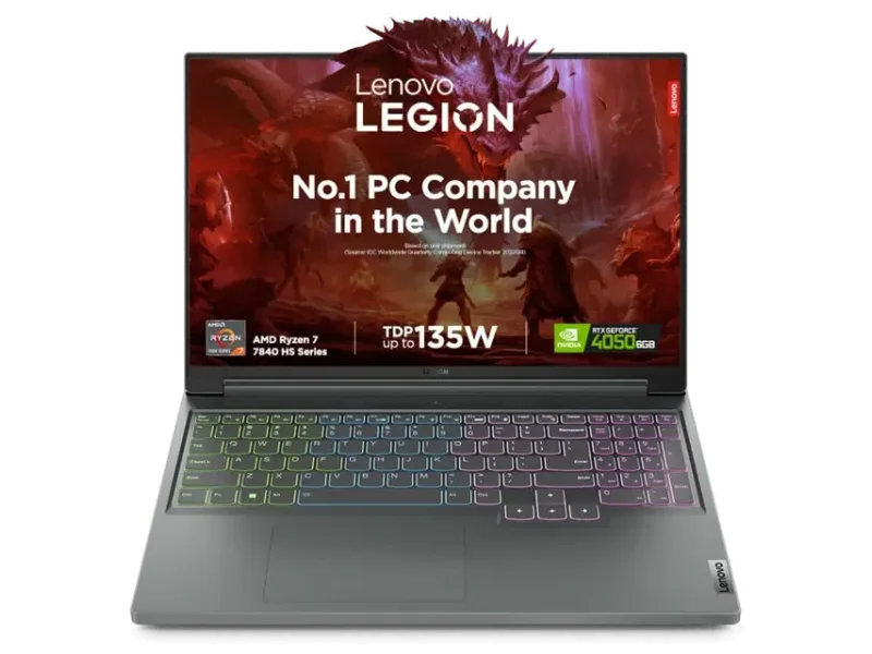 Lenovo Legion Slim 5 AI Powered AMD Ryzen 7 Octa Core 7840HS - (16 GB/512 GB SSD/Windows 11 Home/6 GB Graphics/NVIDIA GeForce RTX 4050) 16APH8 Gaming Laptop (16 Inch, Storm Grey, 2.4 KG, With MS Office)