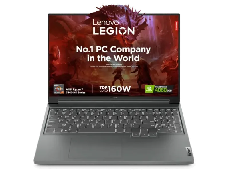 LENOVO LEGION SLIM 5 AI POWERED AMD RYZEN 7 OCTA CORE 7840HS - (16 GB/512 GB SSD/WINDOWS 11 HOME/8 GB GRAPHICS/NVIDIA GEFORCE RTX 4060) 16APH8 GAMING LAPTOP (16 INCH, STORM GREY, 2.4 KG, WITH MS OFFICE)