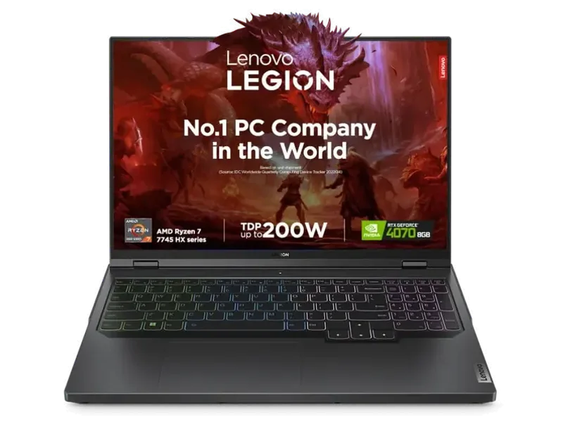 LENOVO LEGION PRO 5 AMD RYZEN 7 OCTA CORE 7745HX - (16 GB/1 TB SSD/WINDOWS 11 HOME/8 GB GRAPHICS/NVIDIA GEFORCE RTX 4070) 16ARX8 GAMING LAPTOP (16 INCH, ONYX GREY, 2.5 KG, WITH MS OFFICE)