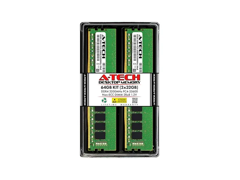 A-Tech 64GB Kit (2x32GB) RAM for Lenovo Legion T7 34IMZ5 Gaming Desktop | DDR4 3200MHz PC4-25600 DIMM 2Rx8 1.2V 288-Pin Non-ECC UDIMM Memory Upgrade