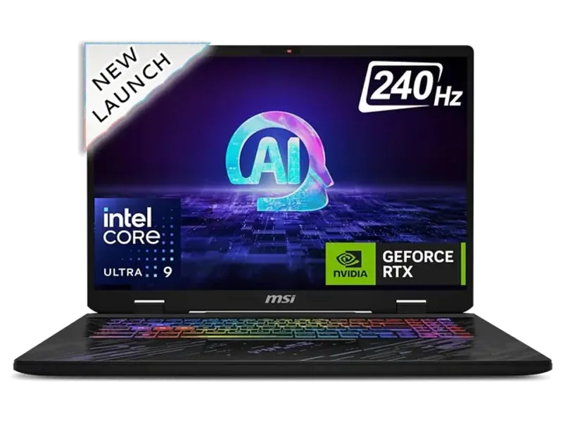 MSI PULSE 17 AI, INTEL CORE ULTRA 9 185H, BUILT-IN AI, 43CM 16:10 QHD+ 240HZ GAMING LAPTOP(32GB/1TB NVME SSD/WINDOWS 11 HOME/NVIDIA GEFORCE RTX 4070,8GB GDDR6 /CORE BLACK/2.8KG), C1VGKG-030IN
