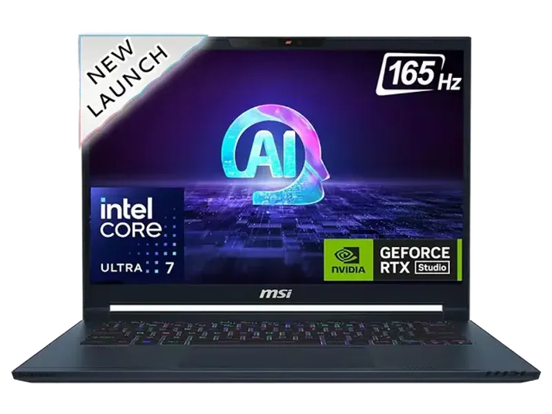 MSI Stealth 14 AI Studio, Intel 1st Gen. Ultra 7 155H,Built-in AI, 36cm FHD+ 165Hz Gaming Laptop(16GB/1TB NVMe SSD/Windows 11 Home/NVIDIA GeForce RTX 4060, GDDR6 6GB/Star Blue/1.7Kg), A1VFG-053IN
