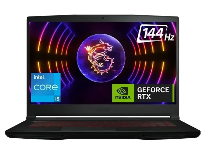 MSI Thin GF63, Intel 12TH GEN. I5-12450H, 40cm FHD 144Hz Gaming Laptop (16GB/512GB NVMe SSD/Windows 11 Home/NVIDIA GeForce RTX 4050, GDDR6 6GB/Black/1.86KG), A12VE-071IN