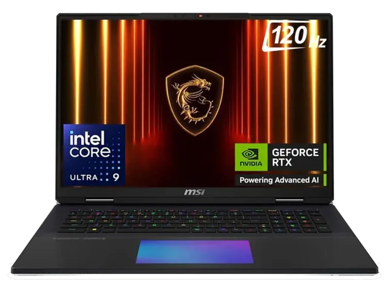 MSI Titan 18 HX AI,Intel Series 2 Core Ultra 9 285HX,46cm UHD+ MiniLED 120Hz Gaming Laptop(64GB/6TB NVMe SSD/Windows 11 Home/GeForce RTX 5090,GDDR6 24GB/Core Black/3.6Kg), A2XWJG-486IN