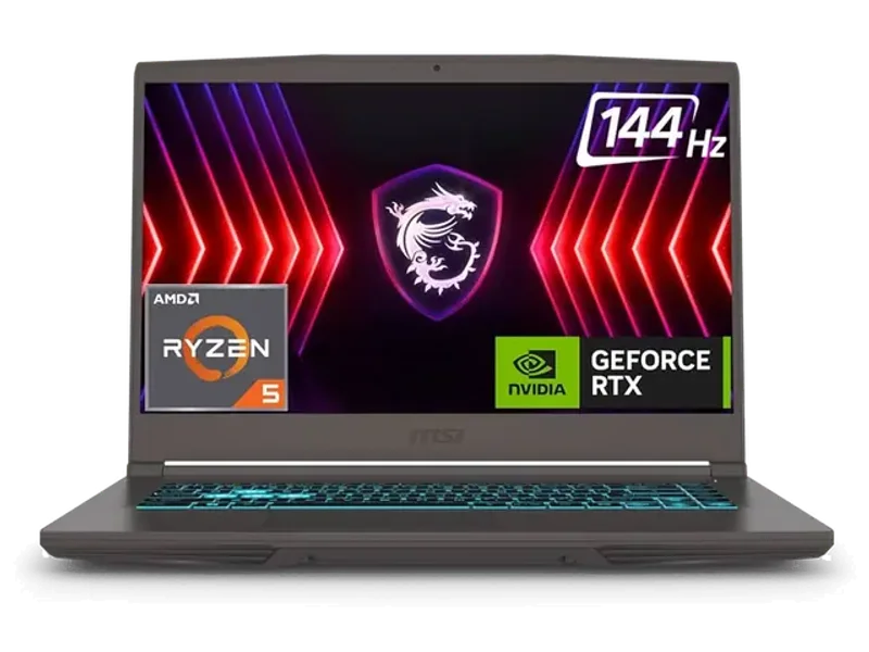 MSI Thin A15, AMD 7TH GEN. Ryzen 5 7535HS, 40cm FHD 144Hz Gaming Laptop (16GB/512GB NVMe SSD/Windows 11 Home/MSO 2021/NVIDIA GeForce RTX 2050, GDDR6 4GB/Black/1.86KG) B7UCX-285IN