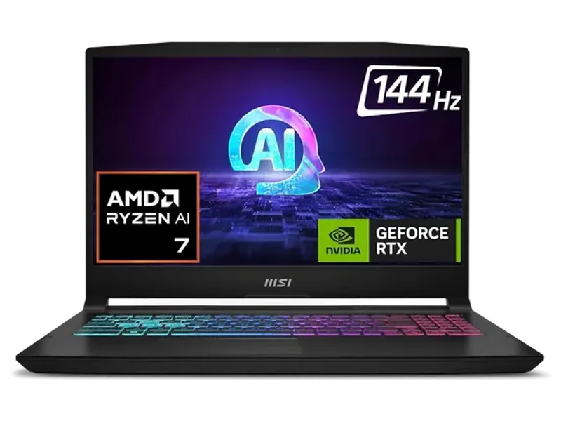 MSI Katana A15 AI, AMD 8TH GEN. Ryzen 7 8845HS,Built-IN AI, 40cm FHD 144Hz Gaming Laptop (16GB/512GB NVMe SSD/Windows 11 Home/MSO 2021/NVIDIA GeForce RTX 4050, GDDR6 6GB/Black/2.25KG) B8VE-481IN