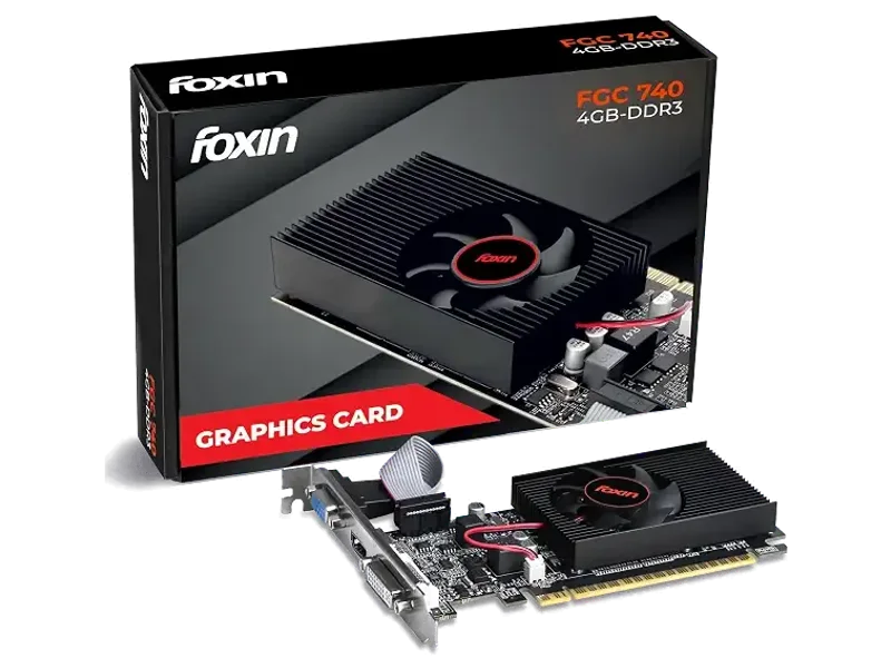 Foxin GT 740 Graphics Card 4GB DDR3 128-Bit | PCIe 3.0 Desktop GPU with HDMI DVI VGA Output | Heatsink Cooling Fan | High Efficiency Gaming Graphics Card (Black)