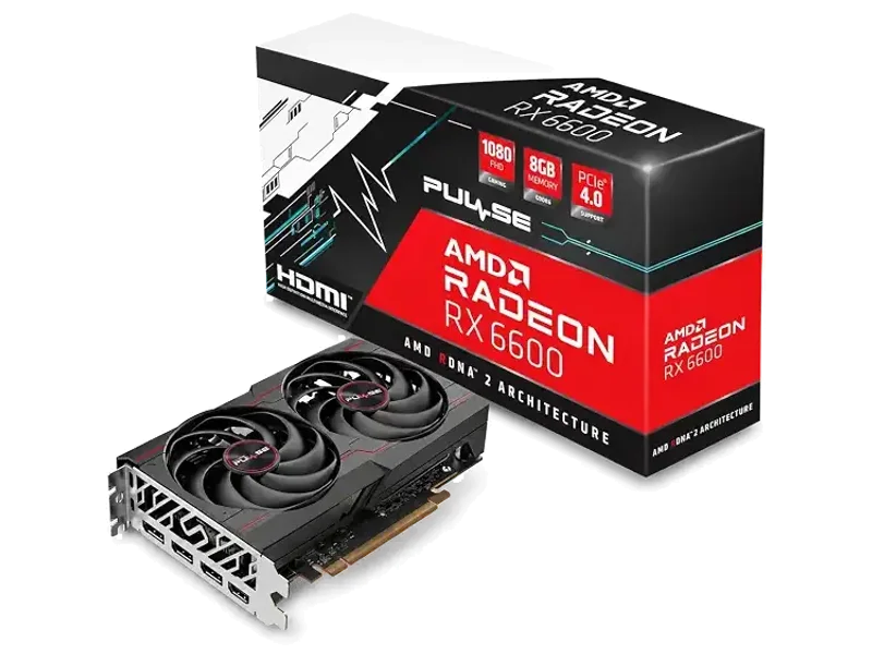 Pulse AMD Radeon RX 6600 Gaming Graphics Card 8GB GDDR6 | AMD RDNA 2 Architecture | PCIe 4.0 | 128-Bit Memory | Dual Fan Cooling | 11310-01-20G | Pre-Owned