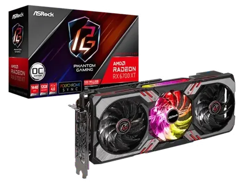 ASRock AMD Radeon RX 6700 XT Phantom Gaming D 12GB OC Graphic Card RX6700XT PGD 12GO
