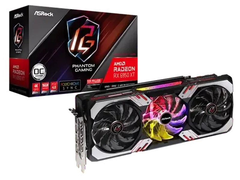 Asrock AMD Radeon RX 6950 XT Phantom Gaming 16GB OC Graphic Card RX6950XT PG 16GO