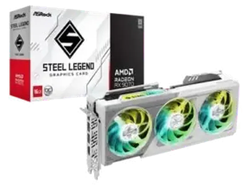 ASrock AMD Radeon RX 9070 Steel Legend White 16GB OC Graphic Card RX9070 SL 16GO
