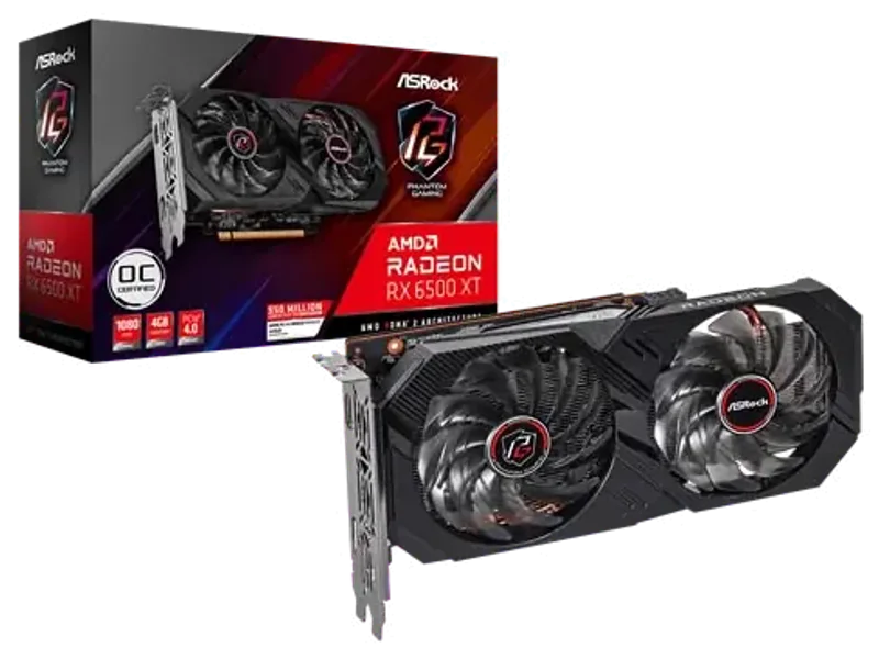 ASRock AMD Radeon RX 6500 XT Phantom Gaming D 4GB OC Graphic Card RX6500XT PGD 4GO