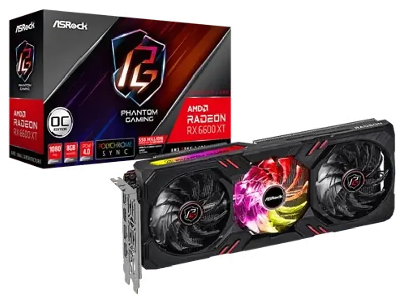 ASRock AMD Radeon RX 6600 XT Phantom Gaming D 8GB OC Graphic Card RX6600XT PGD 8GO
