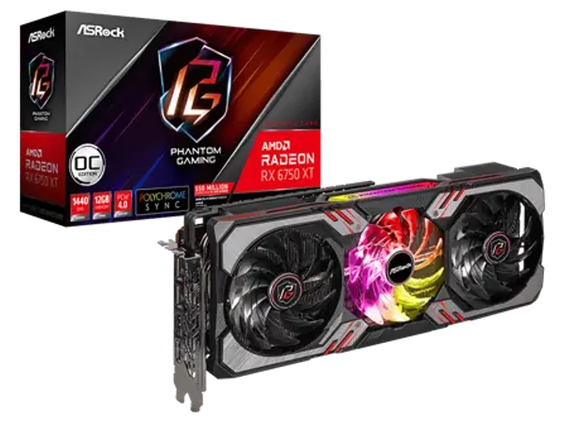 ASRock AMD Radeon RX 6750 XT Phantom Gaming D 12GB OC Graphics Card