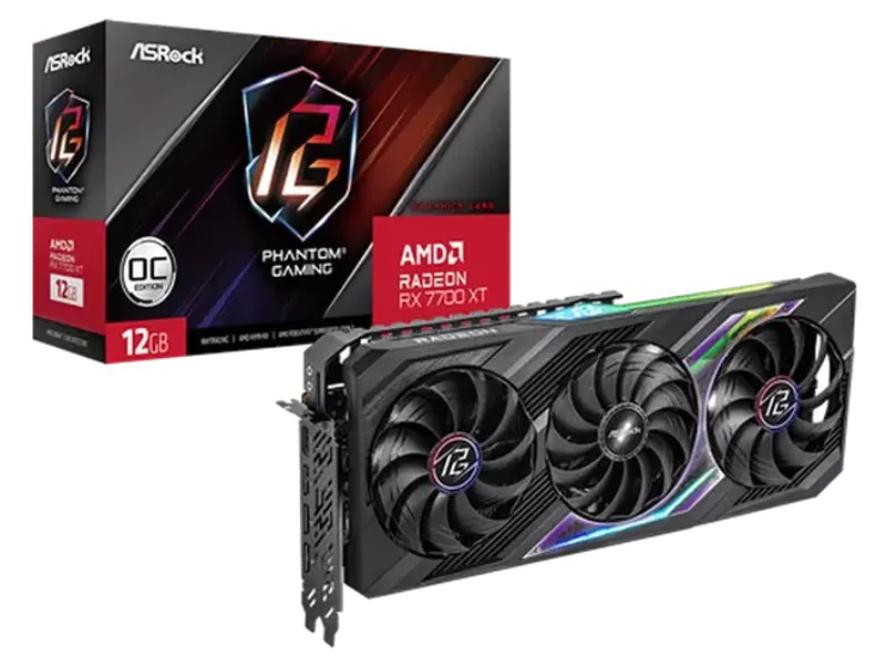 ASROCK Radeon RX 7700 XT Phantom Gaming OC 12GB AMD Graphic Card
