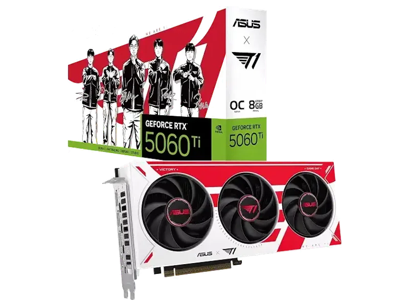 ASUS T1 GeForce RTX 5060 Ti OC Edition 8GB GDDR7 Gaming Graphics Card | NVIDIA Blackwell Architecture | 759 AI Tops | Limited T1 Edition | 3-Year Warranty | PCIe 5.0 | 4K & 8K Support
