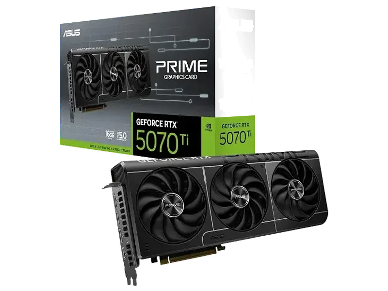 ASUS Prime GeForce RTX™ 5070 Ti 16GB GDDR7 Graphics Card (PCIe® 5.0, 16GB GDDR7, HDMI®/DP 2.1, 2.5-Slot, Axial-tech Fans, Dual BIOS)