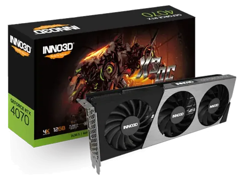 Inno3D GeForce RTX 4070 X3 OC 12GB GDDR6X Graphic Card N40703-126XX-185252L