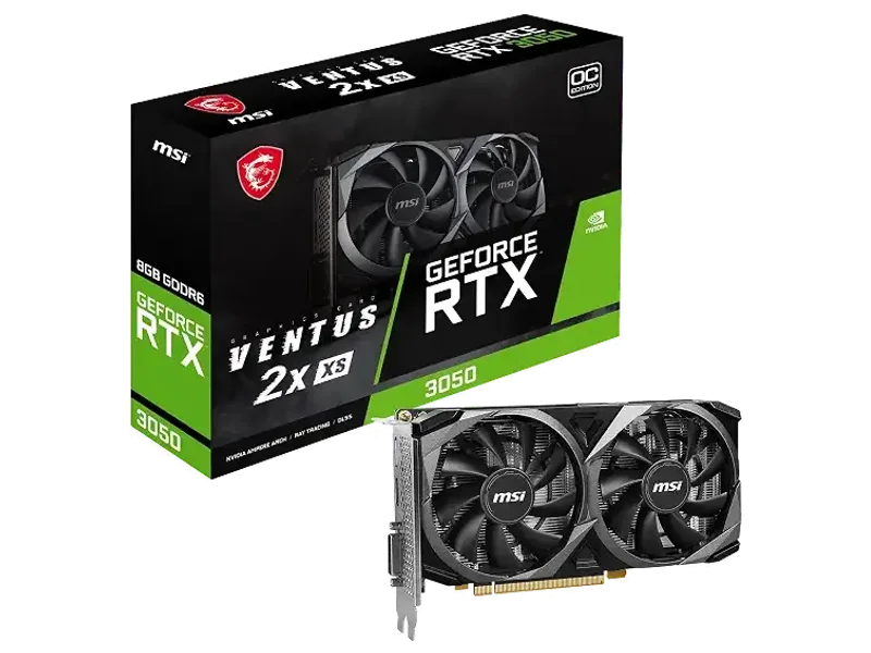 MSI Gaming GeForce RTX 3050 8GB GDRR6 128-Bit HDMI/DP PCIe 4 Torx Twin Fans Ampere OC Graphics Card (RTX 3050 Ventus 2X XS 8G OC)