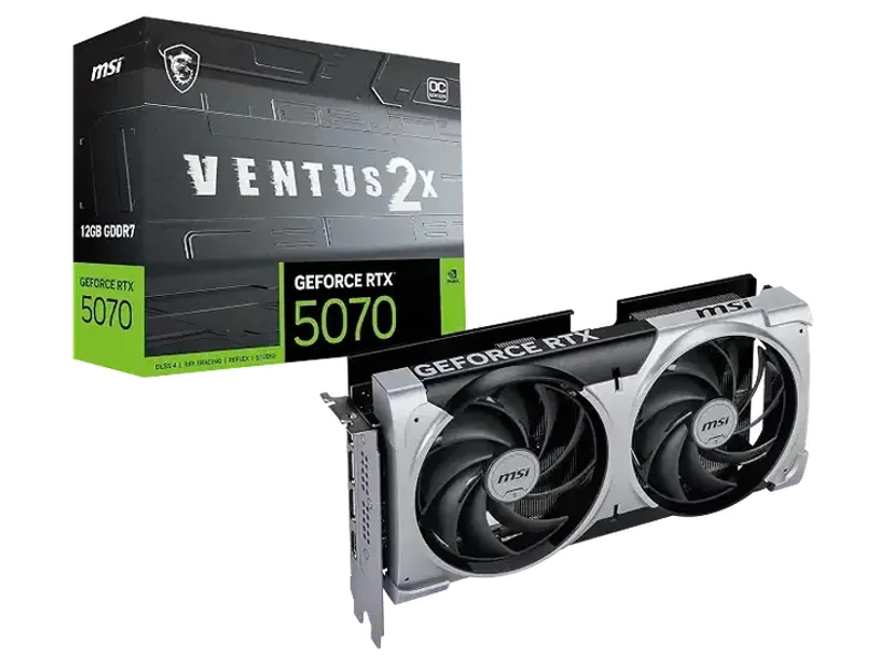 MSI GeForce RTX 5070 12G Ventus 2X OC Graphic Card - NVIDIA GeForce RTX 5070 GPU, 12GB GDDR7 192-bit Memory, 28 Gbps, PCI Express Gen 5 Interface, Upto 2542 MHz, TORX Fan 5.0