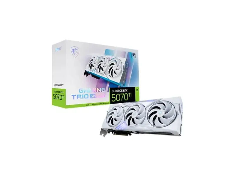 MSI RTX 5070 Ti Gaming Trio OC White 16GB GDDR7 Graphics Card (G507T-16GTCW)