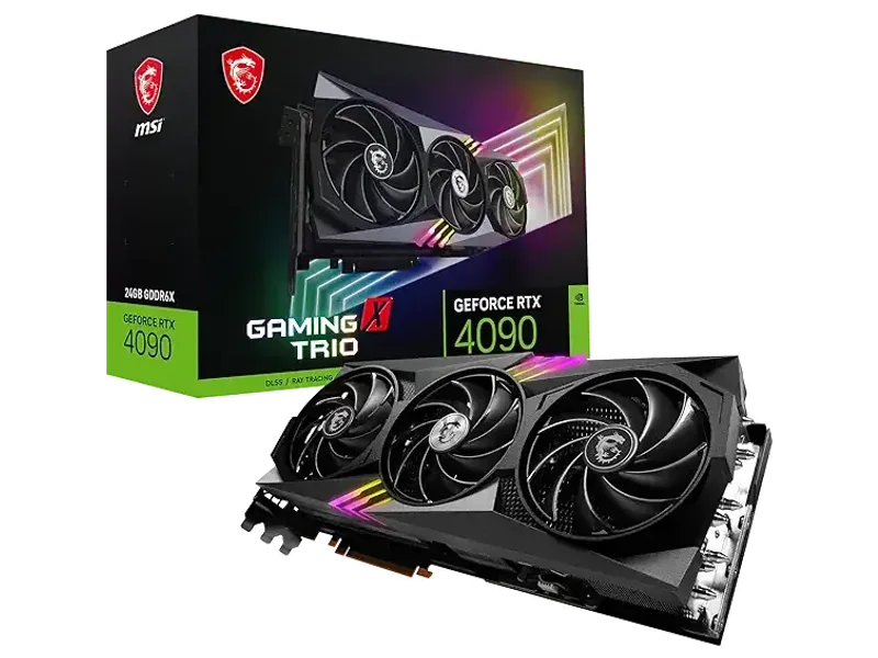 MSI GeForce RTX 4090 Gaming X Trio 24G Graphic Card I NVIDIA GeForce RTX 4090 GPU | 24 GB GDDR6X 384-bit Memory, | 21 Gbps Speed | PCI Express 4 Interface | Upto 2610 MHz | TORX Fan 5.0, Tri FROZR 3