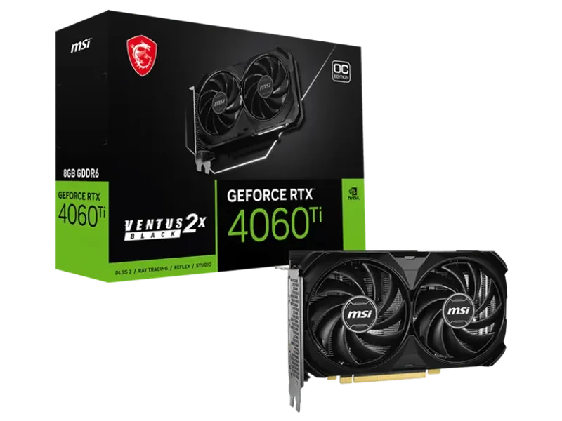 MSI GeForce RTX 4060 Ti 8G VENTUS 2X BLACK E1 OC Nvidia Graphic Card