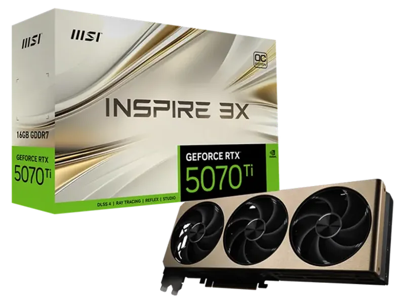 MSI GeForce RTX 5070 Ti Inspire 3X OC Plus 16GB Nvidia Graphic Card