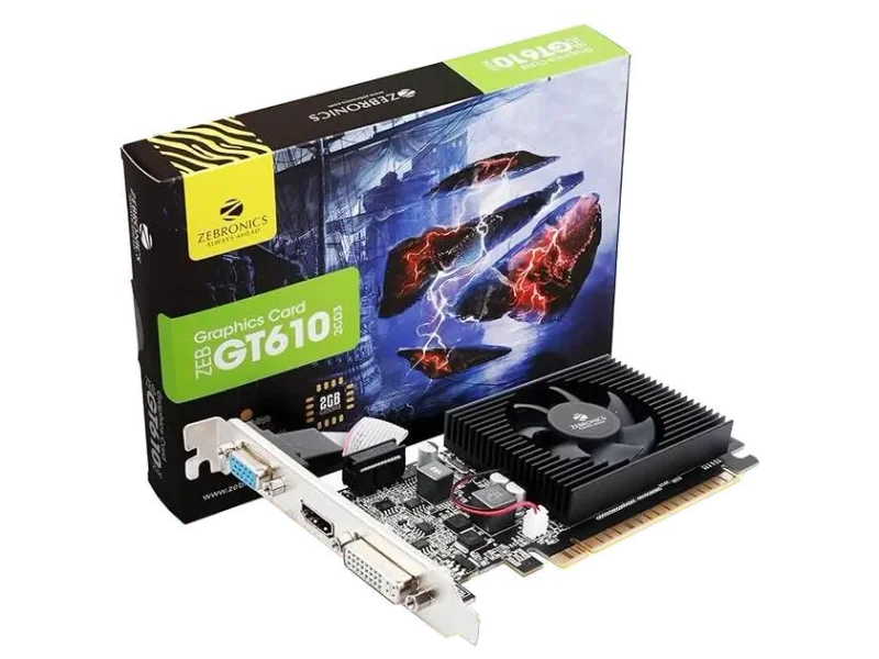 ZEBRONICS Gt610 2Gb graphics card DDR3 2 GB NVIDIA Chipset 64 bit 1000 MHz Graphics Card
