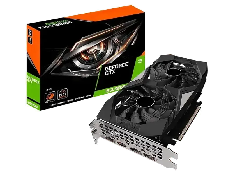 Gaming GeForce GTX 1660 Super OC 6GB GDDR6 Graphics Card (GV-N166SOC-6GD), PCIe x16, Windforce Cooling, HDMI/DP, 192-bit | Pre-Owned