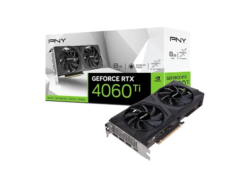 PNY Geforce RTX 4060 Ti 8GB pci_e_x16Verto Dual Fan DLSS 3 Edition GDDR6 128-Bit Gaming Graphics Card - VCG4060T8DFXPB1