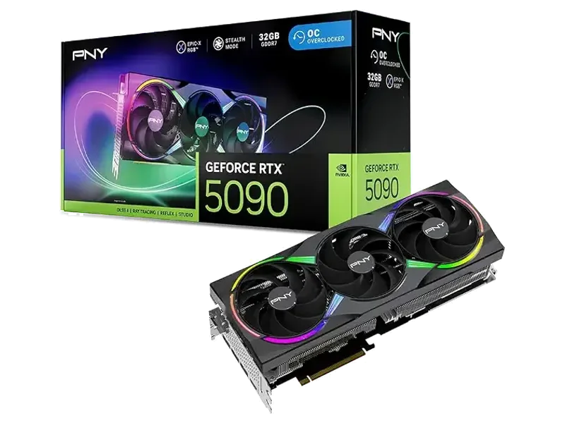PNY GeForce RTX 5090 Epic-X ARGB™ Overclocked Triple Fan Gaming Graphics Card - VCG509032TFXXPB1-O