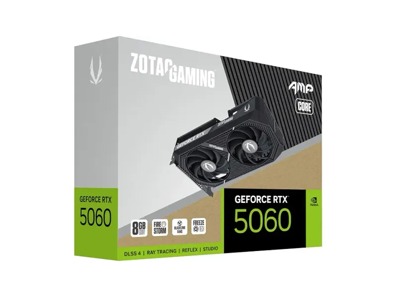 ZOTAC Gaming GeForce RTX 5060 AMP Core Graphics Card - Black | 8 GB | DLSS 4.5 | GDDR7 | PCIe 5.0 | SFF Ready | 3840 CUDA Cores | ZT-B50600F2-10M | Only Graphics Card with 5 Year Warranty