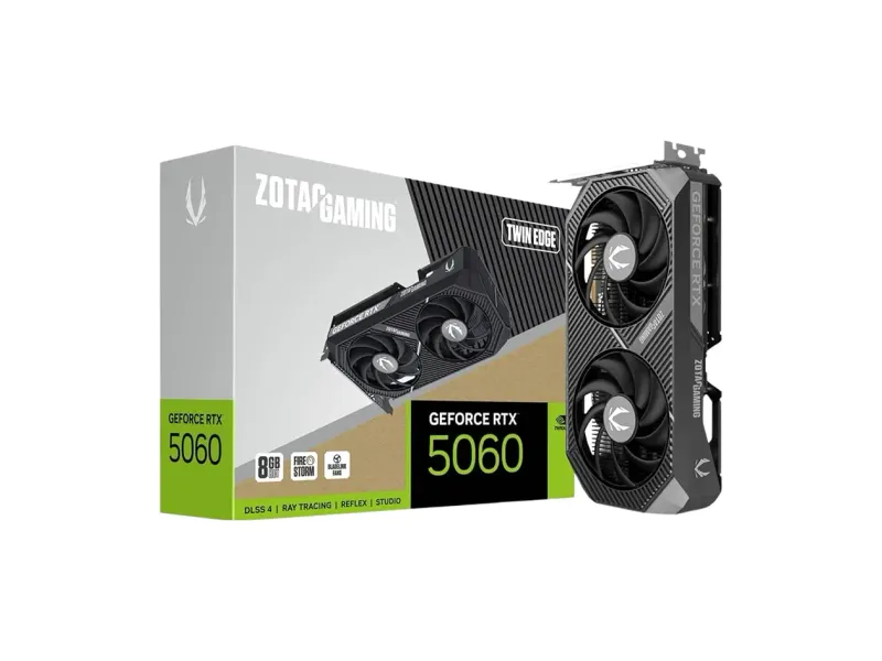 ZOTAC Gaming GeForce RTX 5060 Twin Edge 8GB Graphics Card - Black | 8 GB | DLSS4 | GDDR7 | PCIe 5.0 | SFF Ready | 3840 CUDA Cores | ZT-B50600E-10M | Only Graphics Card with 5 Year Warranty
