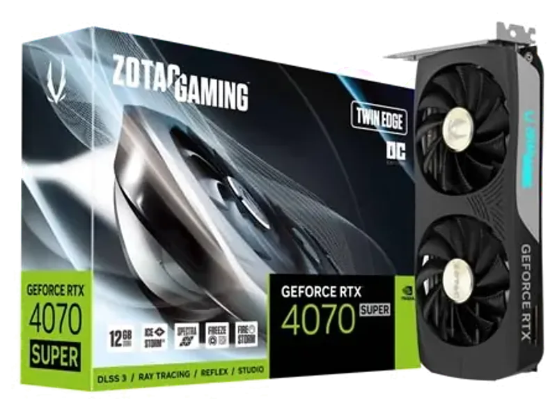 ZOTAC GAMING GeForce RTX 4070 SUPER Twin Edge OC 12GB GDDR6X Graphic Card ZT-D40720H-10M