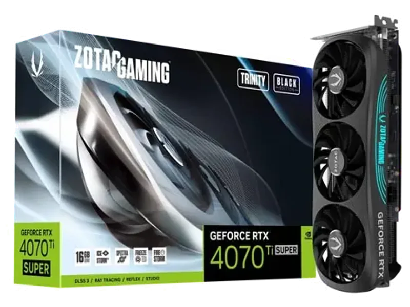 ZOTAC GAMING GeForce RTX 4070 Ti SUPER Trinity Black Edition 16GB GDDR6X Graphic Card ZT-D40730D-10P