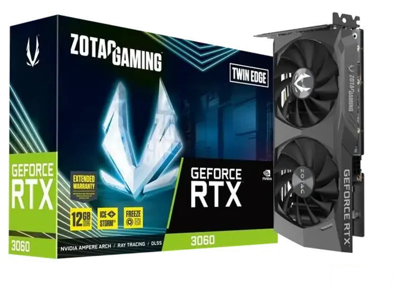 ZOTAC RTX 3060 Twin Edge GDDR6 12 GB NVIDIA Chipset 192 bit 1777 MHz Graphics Card