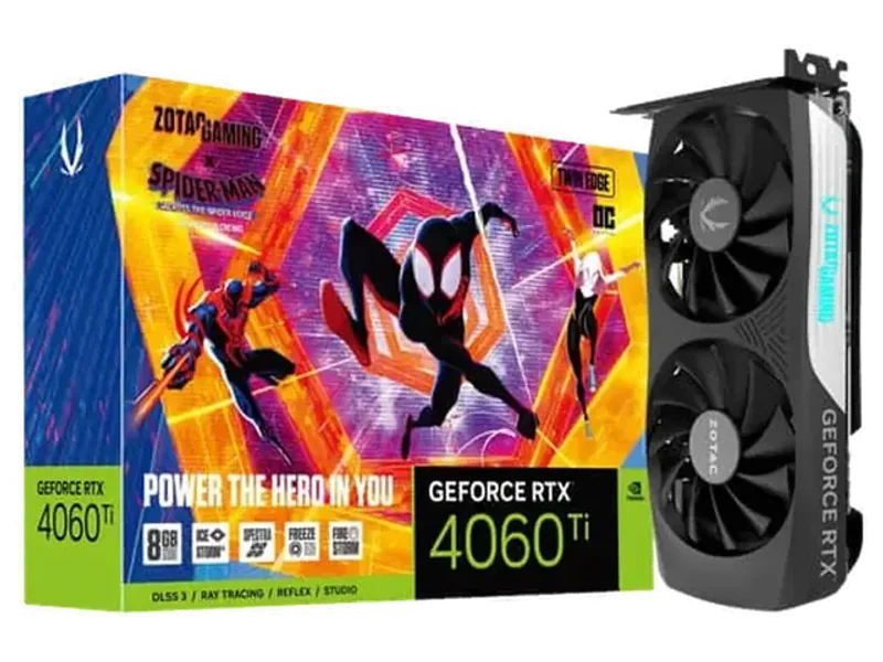 ZOTAC Gaming GeForce RTX 4060 Ti Twin Edge OC 8GB Spider-Man Across The Spider-Verse Bundle Nvidia Graphic Card