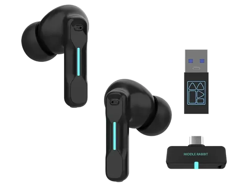SW4 Wireless Hidden Earbuds for PC/Computer/Laptop/Mobile - Dongle & Bluetooth - 40ms Low Latency - 4 Mics – Gaming - Work Headset/Headphones for Office