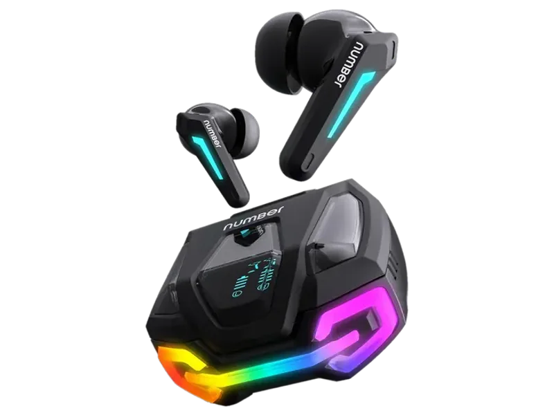 Number Super Buds GT M9 Gaming TWS Earbuds, 60Hr Playback, ANC, 4 Mic ENC, Dual Pairing Bluetooth Gaming