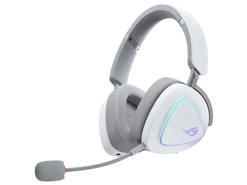 ASUS ROG Delta II Wireless Gaming Headset with Detachable Mic – Tri-Mode (BT, 2.4GHz, 3.5mm), 50mm Titanium-Plated Drivers, 110Hr Battery, Lightweight, for PC, PS5, PS4, Xbox, Switch, Mobile - White