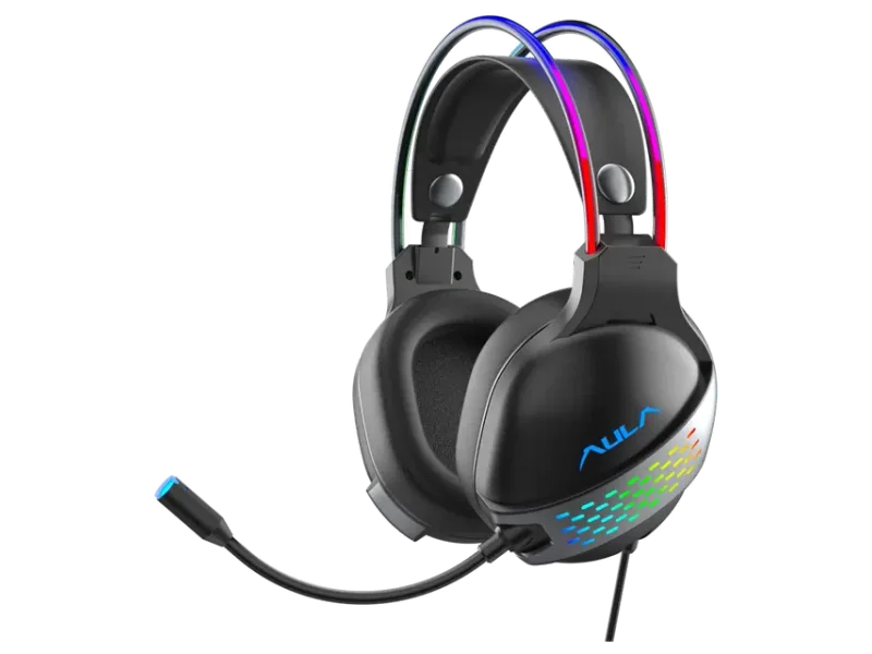AULA S503 RGB Wired 3.5mm 7.1 Surround Gaming Headphones ( Black ) ( PC / Mobile / Mac )