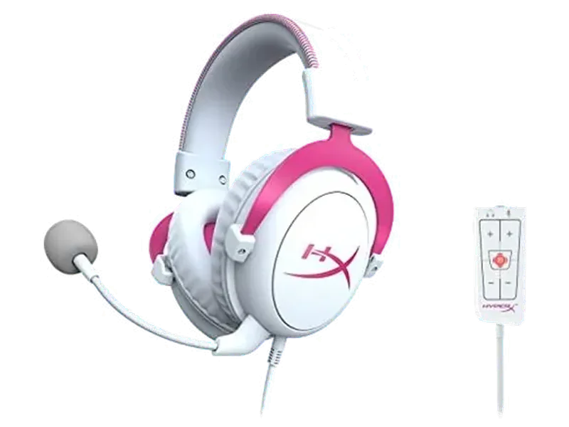HYPERX Cloud 2 Wired 7.1 Surround Gaming Headphone ( Pink-White ) ( PC / Mobile / Xbox )[ HyperX Cloud II ]