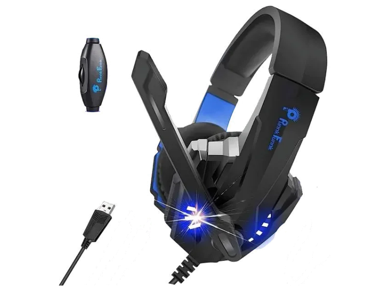 PunnkFunnk K20 Headset, Over Ear Headphones with Mic Wired Gaming