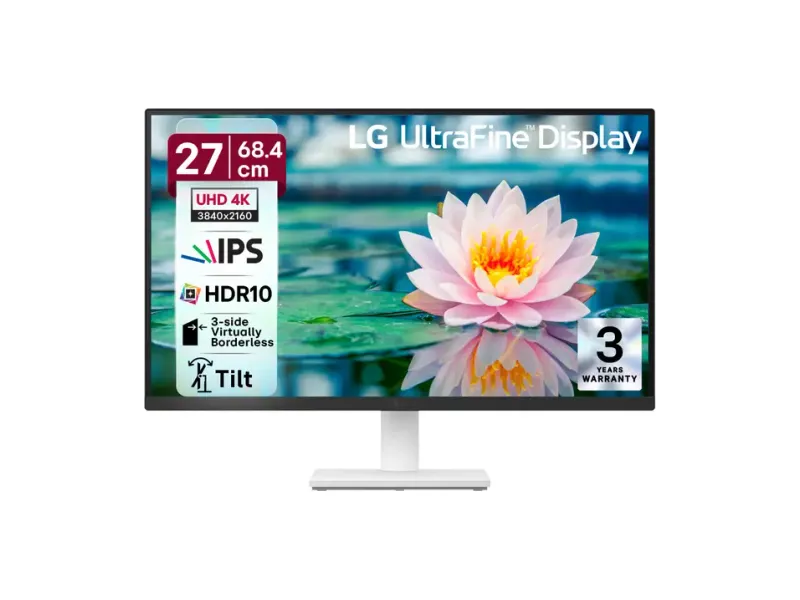 LG UltraFine 68.0 cm (27 inches) 4K Ultra HD LED Backlit IPS Panel with HDR10, Up to 90% DCI-P3 Color gamut, Reader Mode, Flicker Safe, HDMI X 2, DisplayPort, Headphone Out, Borderless Design Monitor (27US500-WA.ATRPMSN)