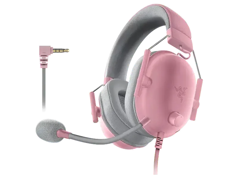 Razer BlackShark V2 X PlayStation Gaming Headset: 50mm Drivers - Cardioid Mic - Lightweight - Comfortable Noise Isolating Earcups - for PS5, Xbox Series X, PC, Switch via 3.5 mm Jack - Quartz Pink