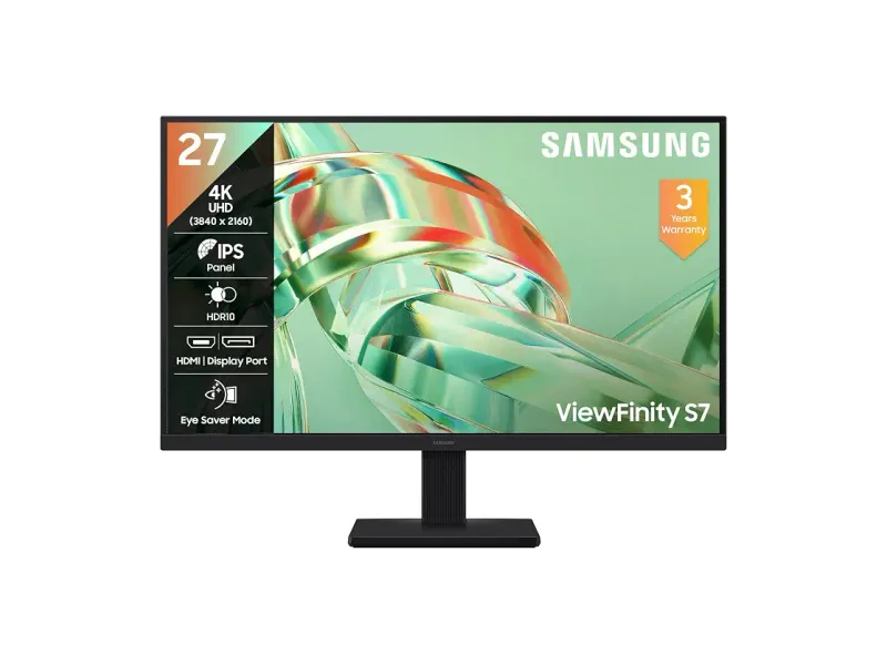 Samsung 27 Inch 4K ViewFinity S7 Monitor | 4K (3840 x 2160) | IPS Panel | 1.07 Billion Colors | Ports-HDMI/DP/Headphone |HDR10|sRGB 99%| PIP & PBP |Game Mode | Tilt Adjustable | LS27H710EAWXXL | Black