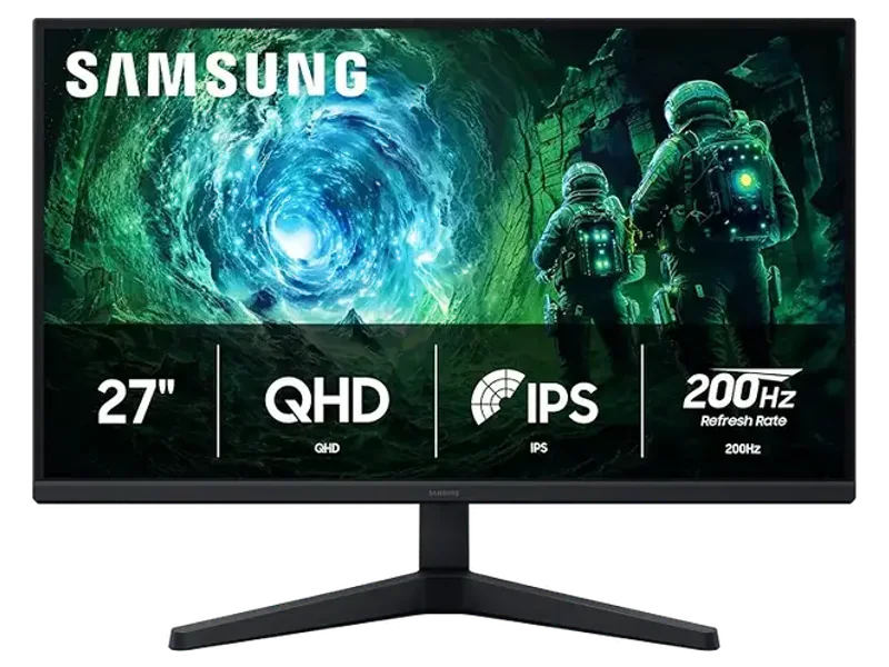 Samsung 27" Odyssey G5 Fast IPS Gaming Monitor | QHD 2560 x 1440 |200 Hz |1ms| 300nits |HDR10| FreeSync Premium| Ports-DP,2xHDMI, Headphone|LS27FG530EWXXL|Black
